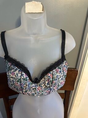 Freya Floral Underwire Bra with Black Lace Trim